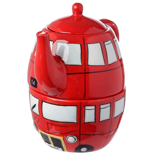 Fun Novelty Routemaster Red Bus Teapot and Cup Set for 1 - DuvetDay.co.uk
