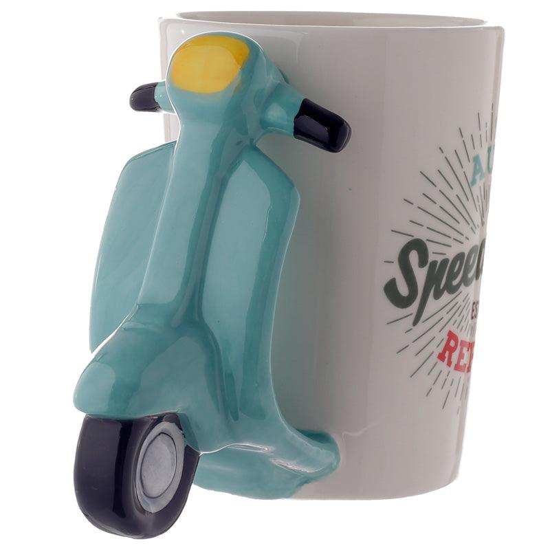 Fun Scooter Shaped Handle Ceramic Mug - DuvetDay.co.uk