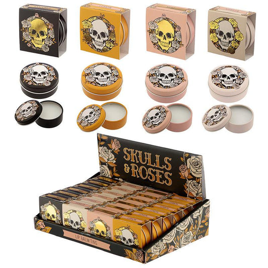 Funky Lip Balm in a Tin - Skulls and Roses Design - DuvetDay.co.uk