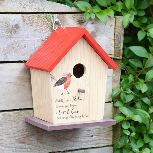 Garden Robin Wooden Bird House - DuvetDay.co.uk