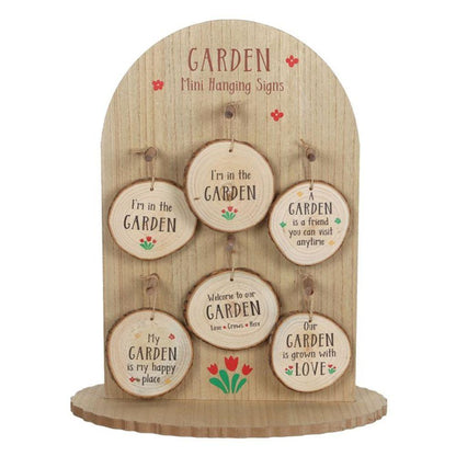 Garden Wood Slice Mini Hanging Sign Display - DuvetDay.co.uk