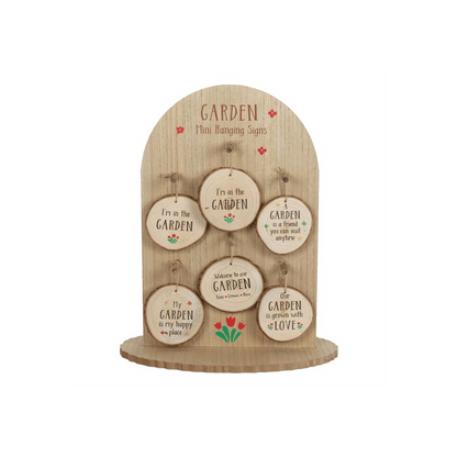 Garden Wood Slice Mini Hanging Sign Display - DuvetDay.co.uk