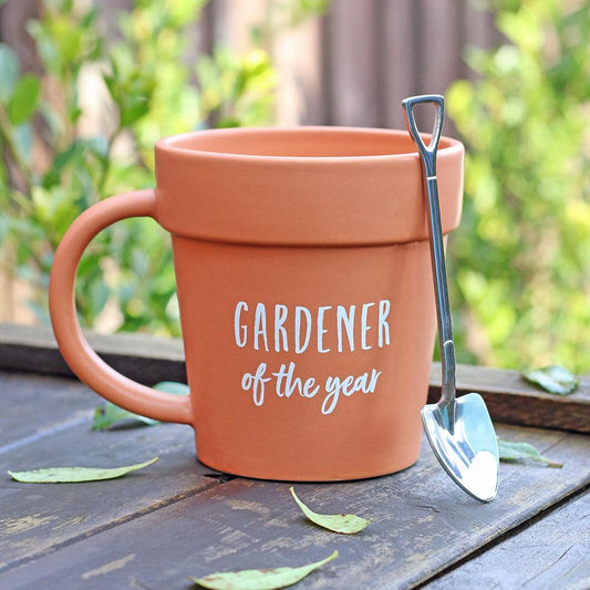 Gardener of the Year Pot Mug and Shovel Spoon - DuvetDay.co.uk