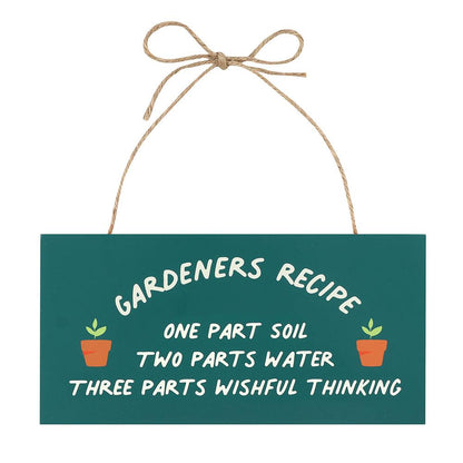 Gardeners Recipe Hanging Sign - DuvetDay.co.uk