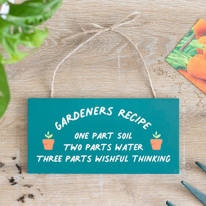 Gardeners Recipe Hanging Sign - DuvetDay.co.uk