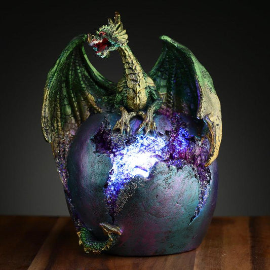 Geode Earth Egg LED Dark Legends Dragon Figurine - DuvetDay.co.uk