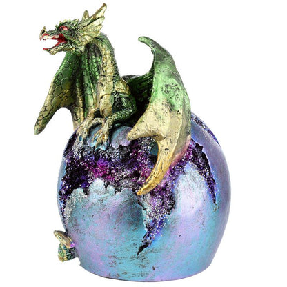 Geode Earth Egg LED Dark Legends Dragon Figurine - DuvetDay.co.uk
