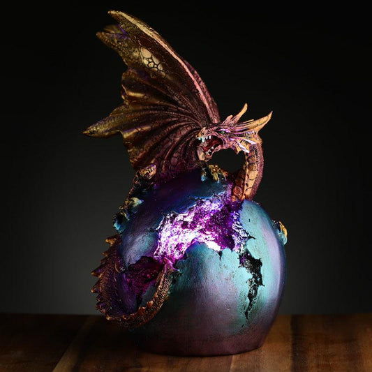Geode Fire Egg LED Dark Legends Dragon Figurine - DuvetDay.co.uk