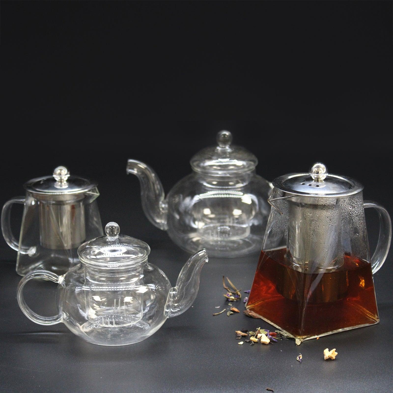 Glass Infuser Teapot - Contemporary - 550ml - DuvetDay.co.uk
