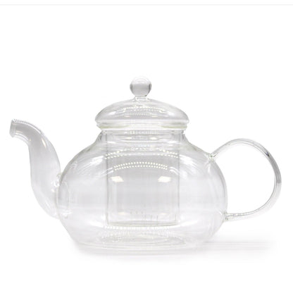 Glass Infuser Teapot - Round Pearl - 800ml - DuvetDay.co.uk