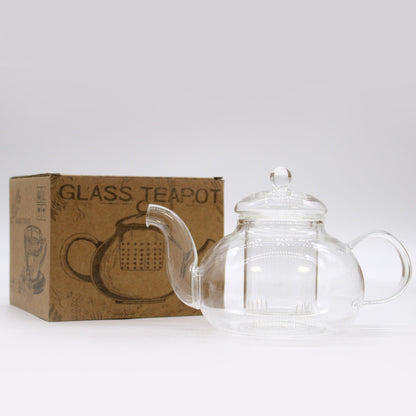 Glass Infuser Teapot - Round Pearl - 800ml - DuvetDay.co.uk