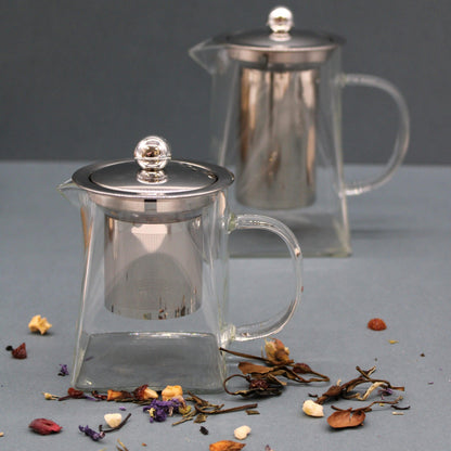 Glass Infuser Teapot - Tower Shape - 750ml - DuvetDay.co.uk