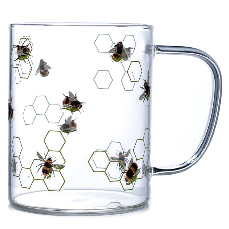 Glass Mug - Nectar Meadows Bee - DuvetDay.co.uk