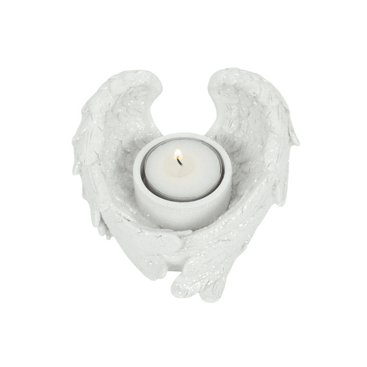 Glitter Angel Wing Candle Holder - DuvetDay.co.uk