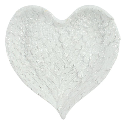 Glitter Heart Shaped Angel Wing Trinket Dish - DuvetDay.co.uk