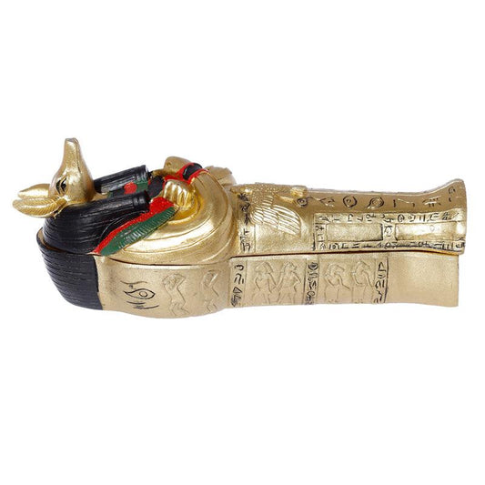 Gold Egyptian Anubis Sarcophagus Trinket Box with Mummy - DuvetDay.co.uk