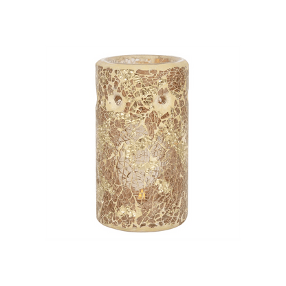 Gold Pillar Crackle Glass Oil Burner - DuvetDay.co.uk
