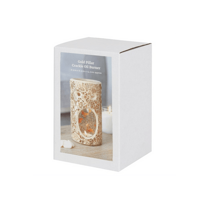 Gold Pillar Crackle Glass Oil Burner - DuvetDay.co.uk