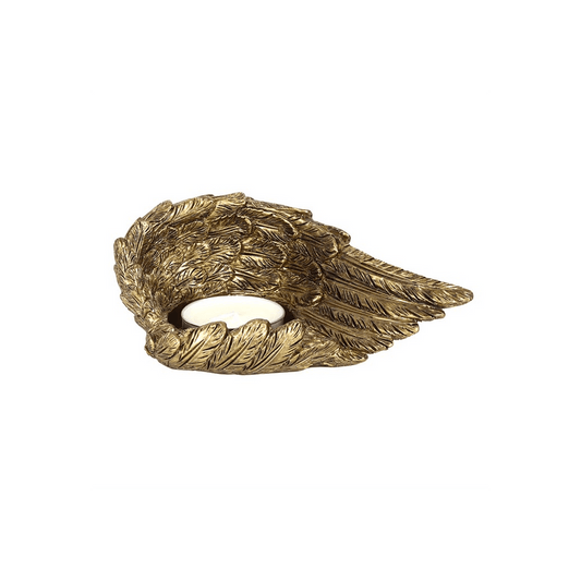 Gold Single Lowered Angel Wing Candle Holder - DuvetDay.co.uk