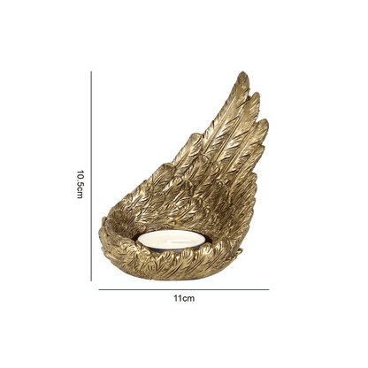 Gold Single Raised Angel Wing Candle Holder - DuvetDay.co.uk