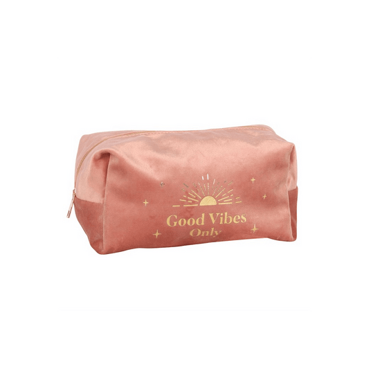Good Vibes Only Velvet Toiletry Bag - DuvetDay.co.uk