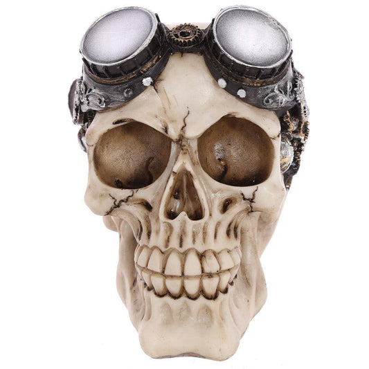 Gothic Skull Decoration - Steampunk with Goggles - DuvetDay.co.uk