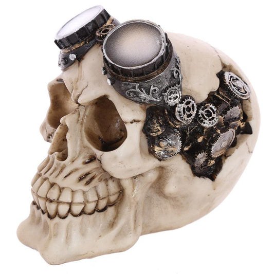 Gothic Skull Decoration - Steampunk with Goggles - DuvetDay.co.uk