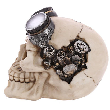 Gothic Skull Decoration - Steampunk with Goggles - DuvetDay.co.uk