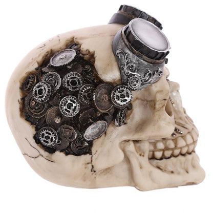 Gothic Skull Decoration - Steampunk with Goggles - DuvetDay.co.uk