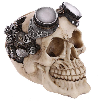 Gothic Skull Decoration - Steampunk with Goggles - DuvetDay.co.uk