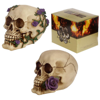 Gothic Skull Decoration with Purple Roses - DuvetDay.co.uk