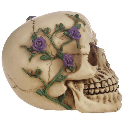 Gothic Skull Decoration with Purple Roses - DuvetDay.co.uk