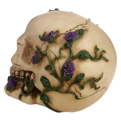 Gothic Skull Decoration with Purple Roses - DuvetDay.co.uk