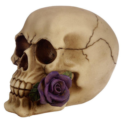Gothic Skull Decoration with Purple Roses - DuvetDay.co.uk