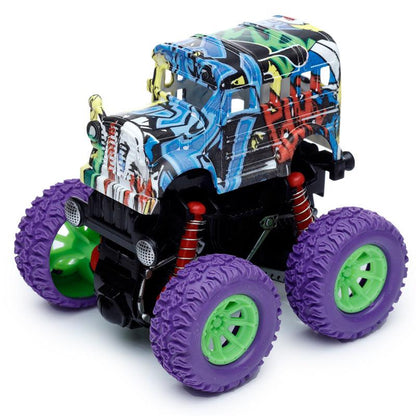 Graffiti School Bus 4x4 Rotating Stunt Monster Truck Toy - DuvetDay.co.uk