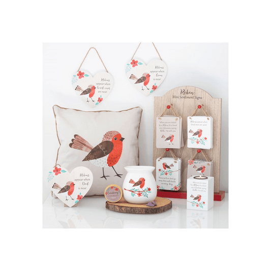 Gran Winter Robin Hanging Heart Sign - DuvetDay.co.uk