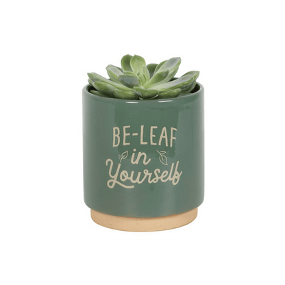 Green Be-Leaf in Yourself Plant Pot - DuvetDay.co.uk