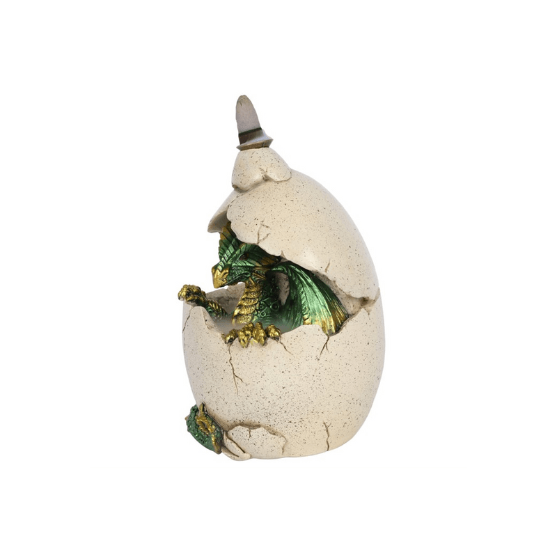 Green Dragon in Egg Backflow Incense Burner - DuvetDay.co.uk