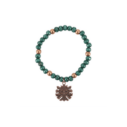 Green Man Wooden Charm Bracelet - DuvetDay.co.uk