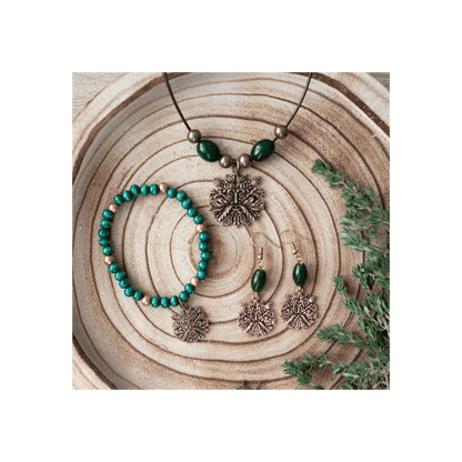 Green Man Wooden Charm Bracelet - DuvetDay.co.uk