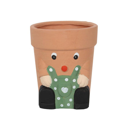 Green Pot Man Terracotta Plant Pot - DuvetDay.co.uk