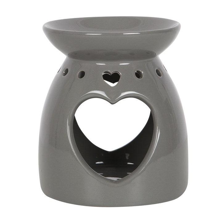Grey Oil Burner With Cutout Heart - DuvetDay.co.uk