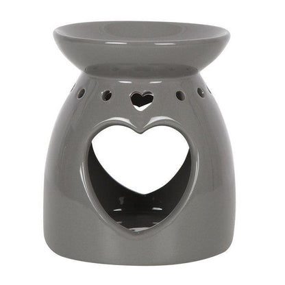Grey Oil Burner With Cutout Heart - DuvetDay.co.uk
