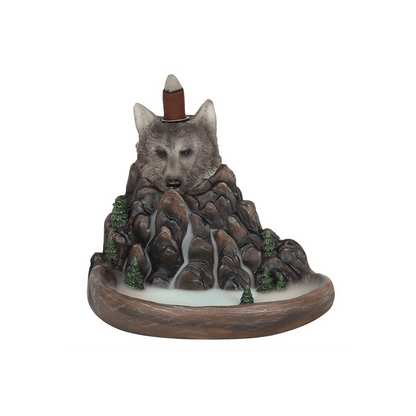 Grey Wolf Cliff Backflow Incense Burner - DuvetDay.co.uk