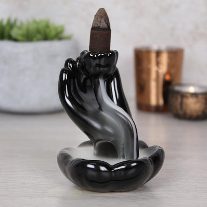 Hand & Lotus Flower Backflow Incense Burner - DuvetDay.co.uk