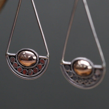 Handmade Bali Jewellery Silver & Gold Earring - Luna Balance