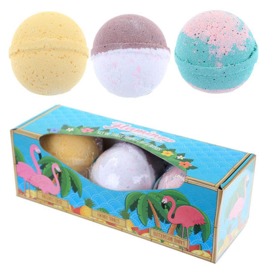 Handmade Bath Bomb Set of 3 - Tropical Fragrances in Gift Box - DuvetDay.co.uk