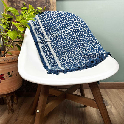 Handmade Indigo Runner - 170x60cm - Madjid Tiles - DuvetDay.co.uk