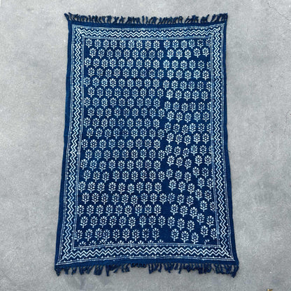 Handmade Indigo Throw - 170x120cm - Chhota Flower - DuvetDay.co.uk