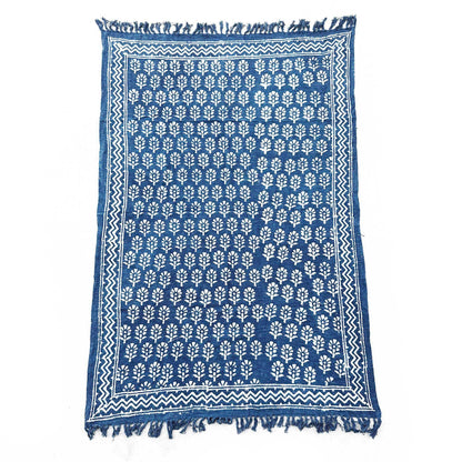 Handmade Indigo Throw - 170x120cm - Chhota Flower - DuvetDay.co.uk